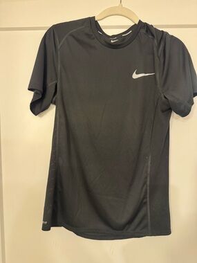 Nike Black Short-Sleeve Performance Tee with White Swoosh